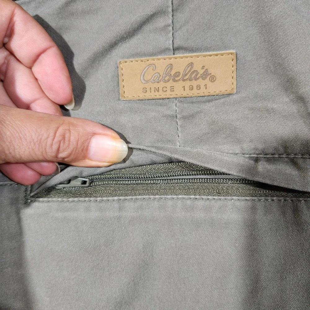 Cabelas Outdoors Mens 30x32 Convertible Cargo Pants Olive Gray Hiking Utility